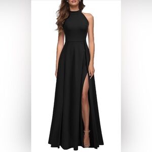 Elegant Black Halter Dress